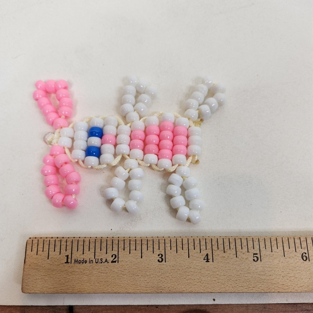 Handmade Beaded Small Bunny Rabbit Charms Lot Of 3 Multicolor Easter Decor - Picture 10 of 11